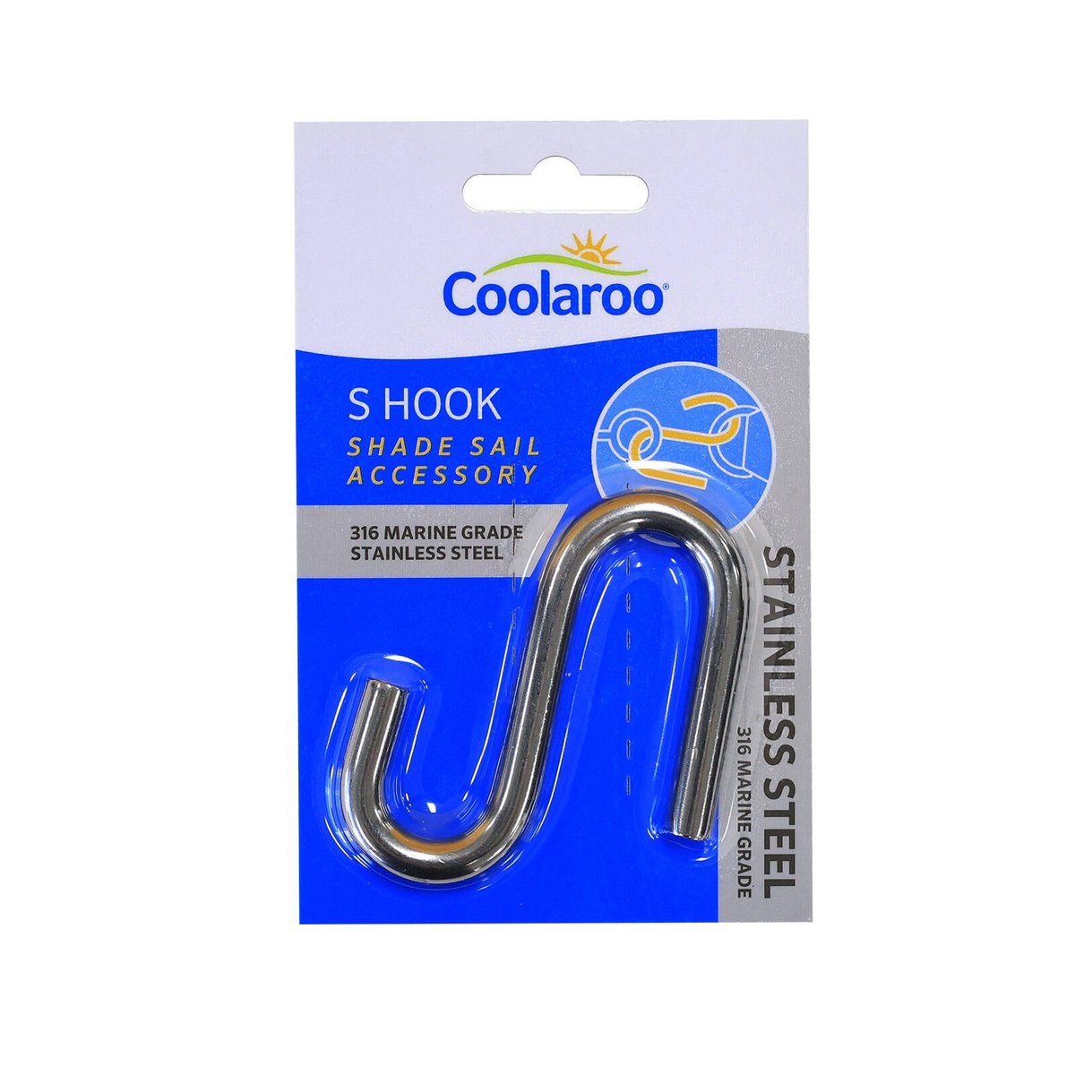 Coolaroo Shade Sail S Hook - 60mm Marine Grade 316 Stainless Steel