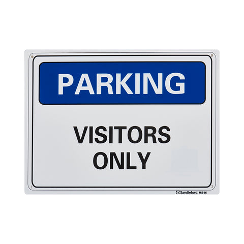Sandleford Visitor Parking Sign 300 x 225mm Polypropylene Weather Resistant White/Black/Blue
