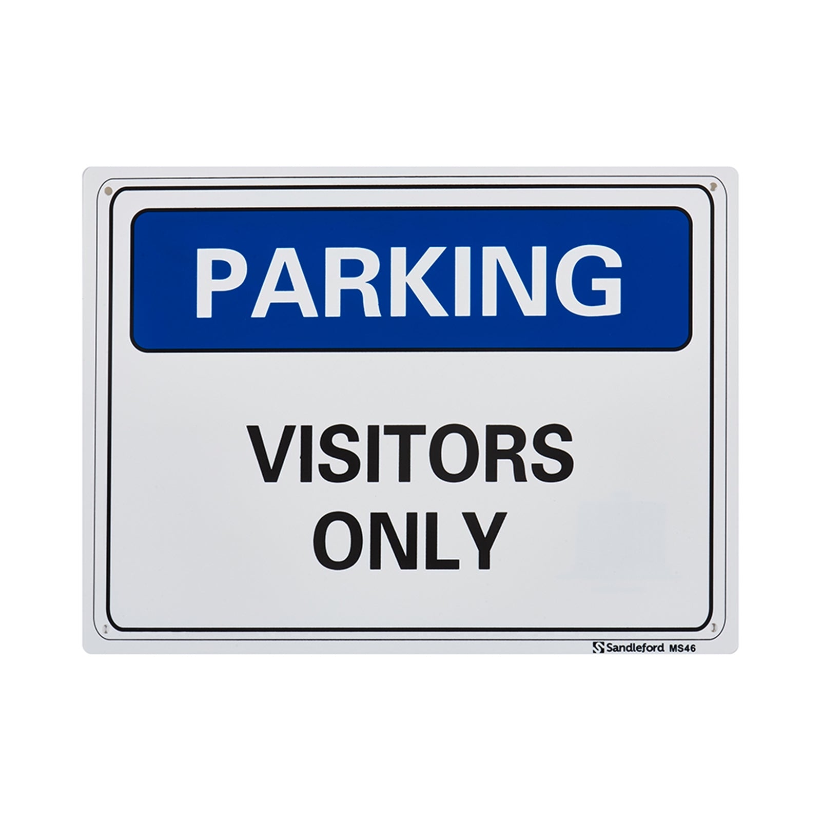 Sandleford Visitor Parking Sign 300 x 225mm Polypropylene Weather Resistant White/Black/Blue
