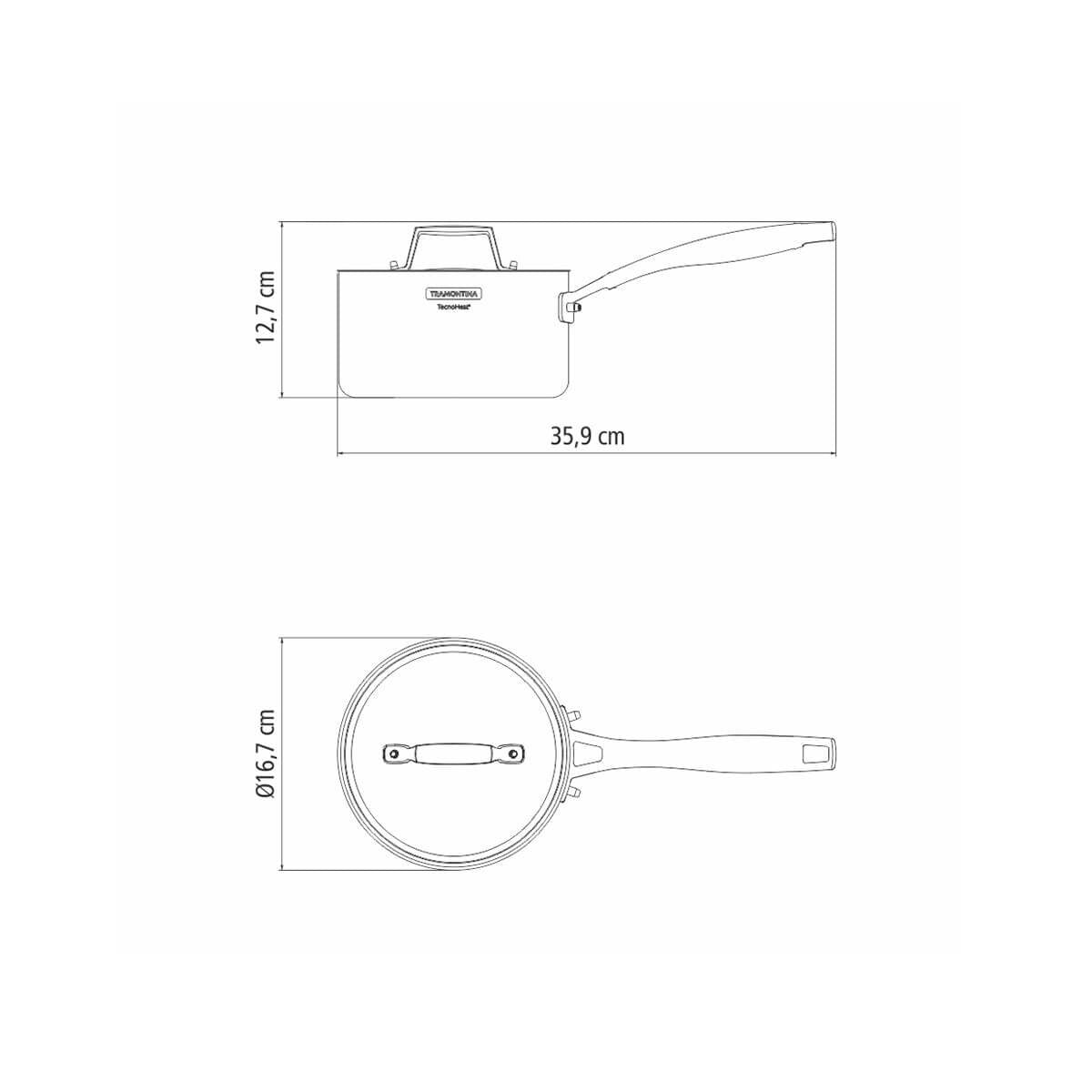 Tramontina Grano 16cm Stainless Steel Sauce Pan - Tri-Ply Clad - Induction Compatible - 62141160