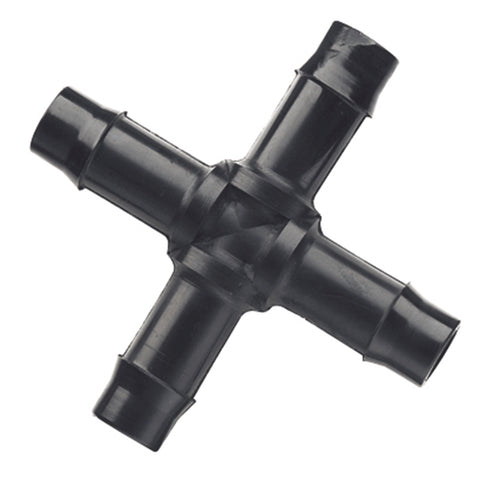 Pope 13mm Barbed Cross 5 Pack - Black Polypropylene 4-Way Drip Irrigation Fitting