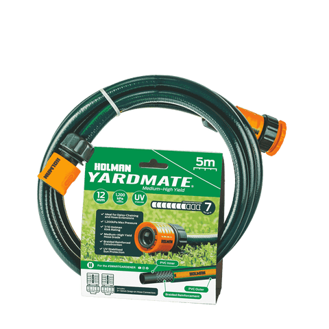 Holman 12mm x 5m Green PVC Yardmate Garden Hose UV Resistant Kink Resistant 1200kPa