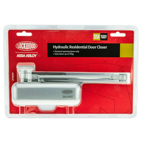 Lockwood 1022 Series Hydraulic Door Closer Silver Zinc Diecast Adjustable 35kg