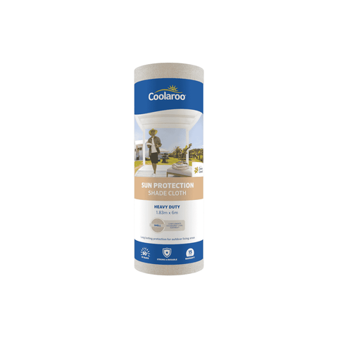 Coolaroo Heavy Duty Shade Cloth 1.83 x 6m, Shell HDPE, 90% UV Block