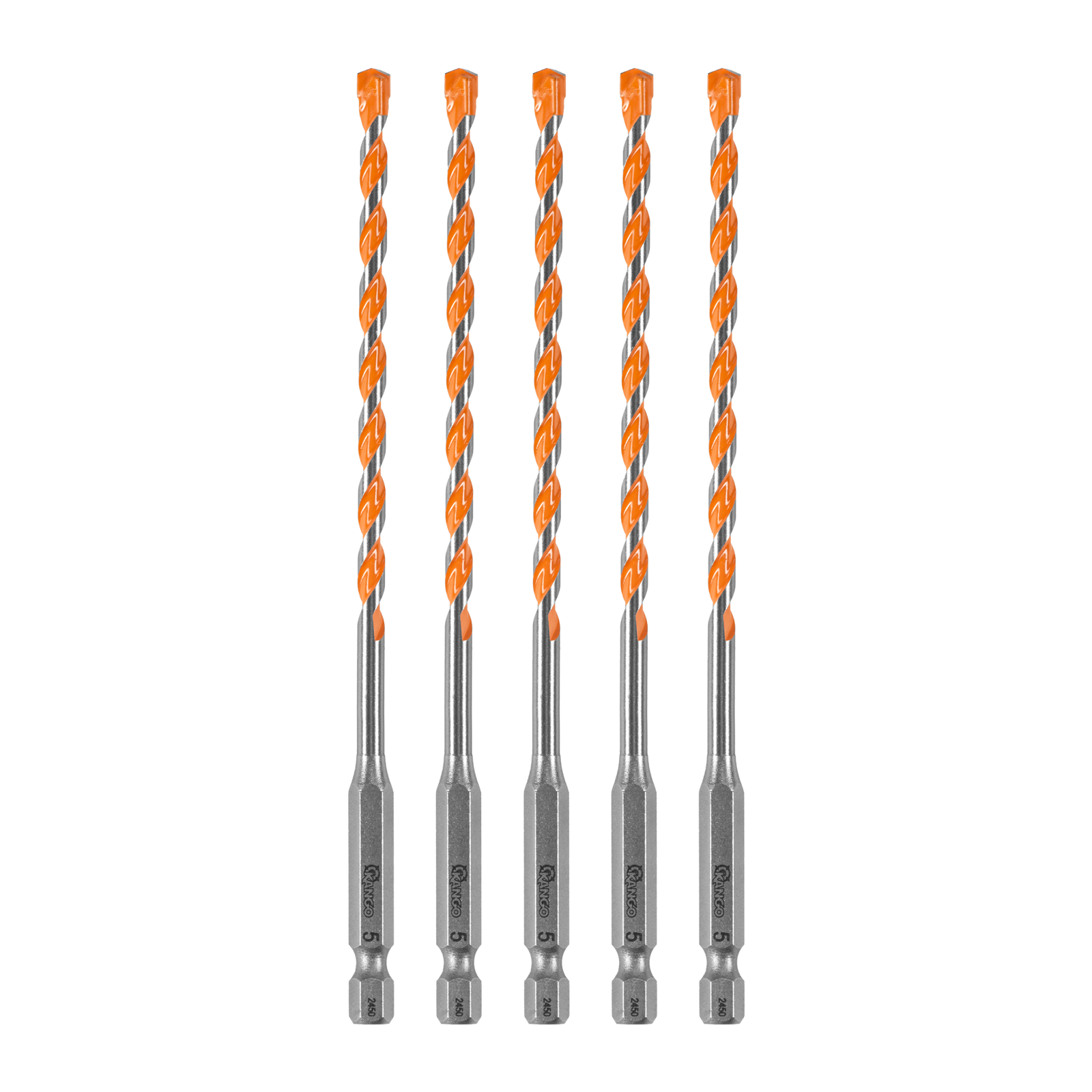 Kango 5 x 150mm Masonry Drill Bit 5 Pack - 1/4" Hex Carbide Tip for Concrete & Brick