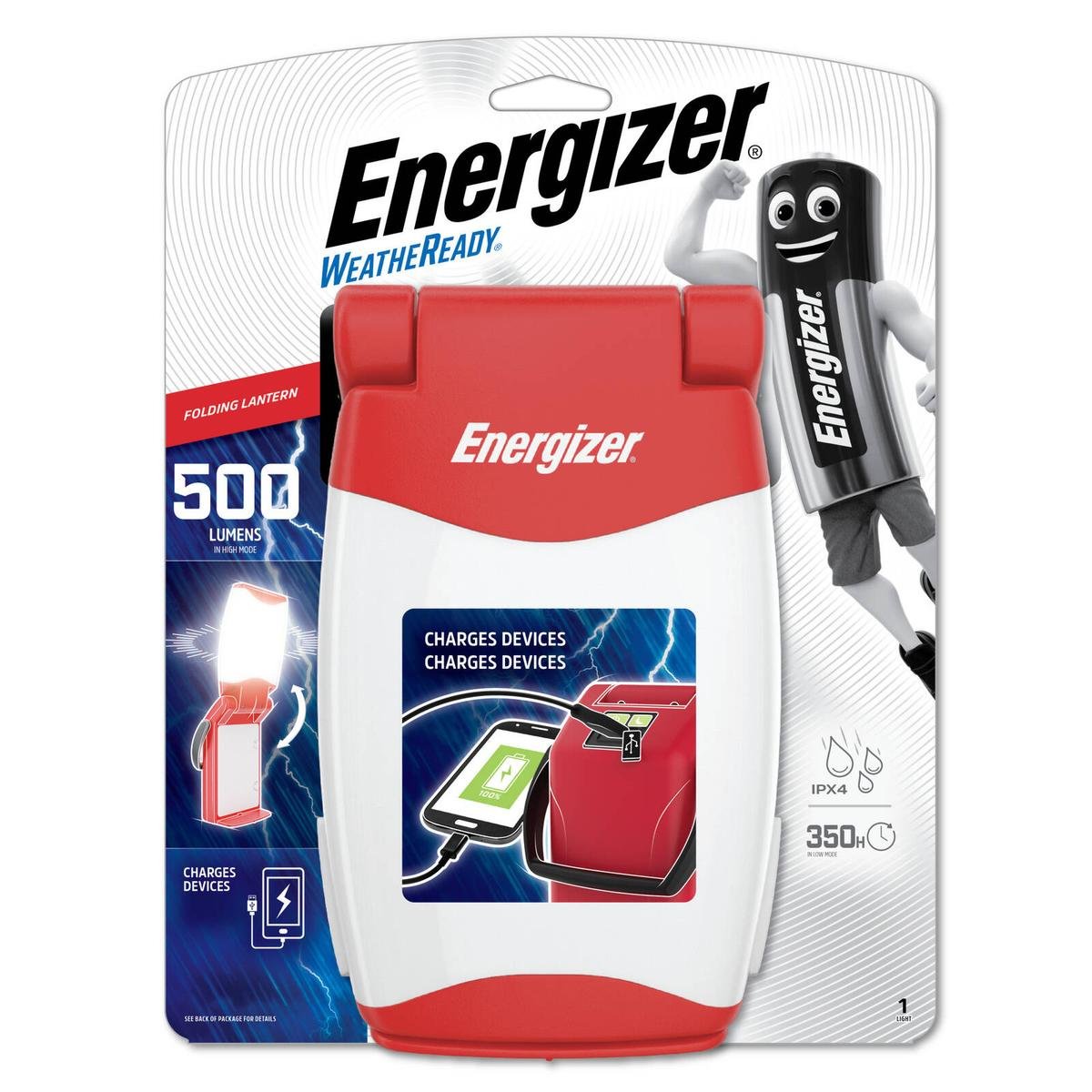 Energizer 500 Lumen Folding LED Lantern Red Water Resistant FL457