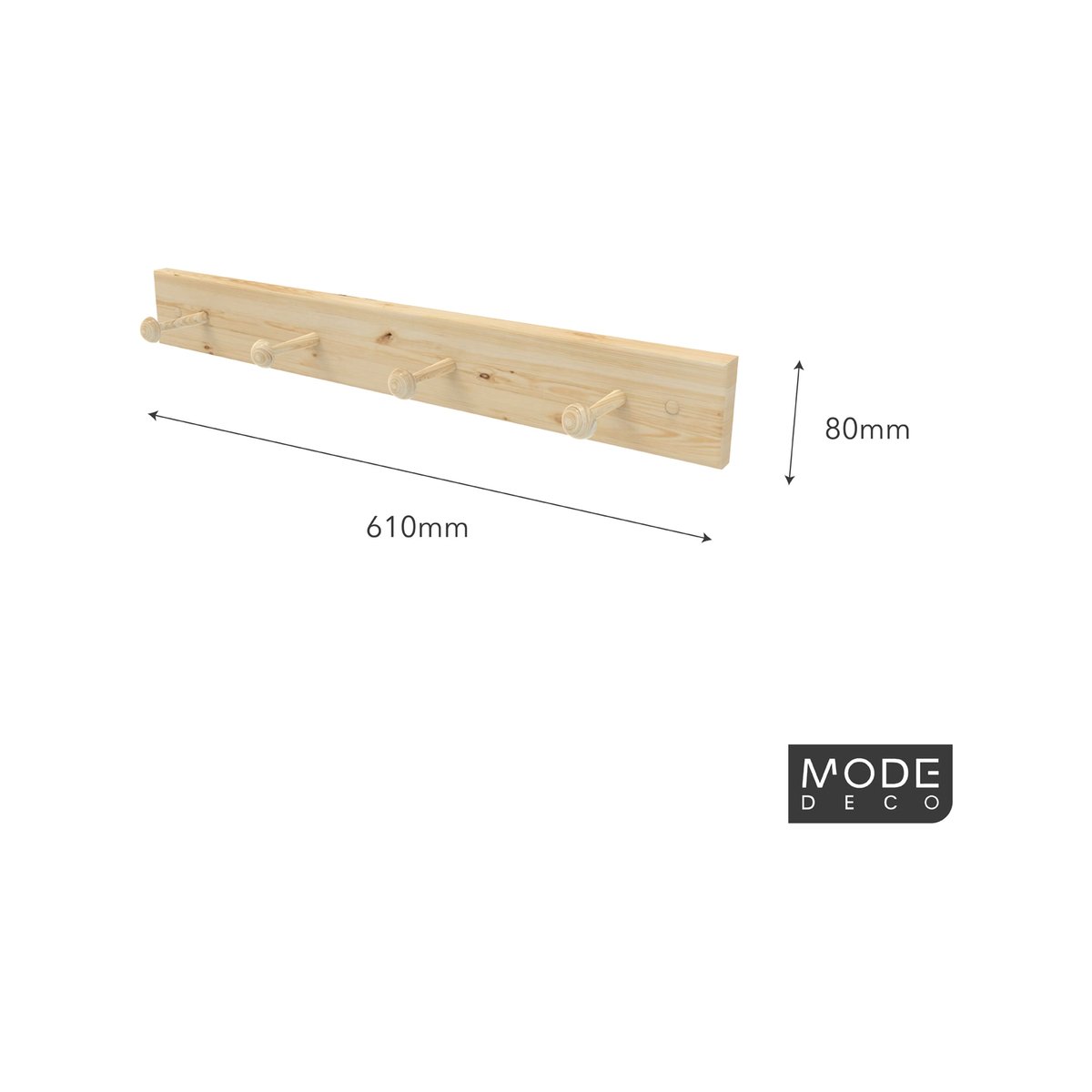 MODE 4 Hook Natural Pine Board Hook Rack - 610mm Timber