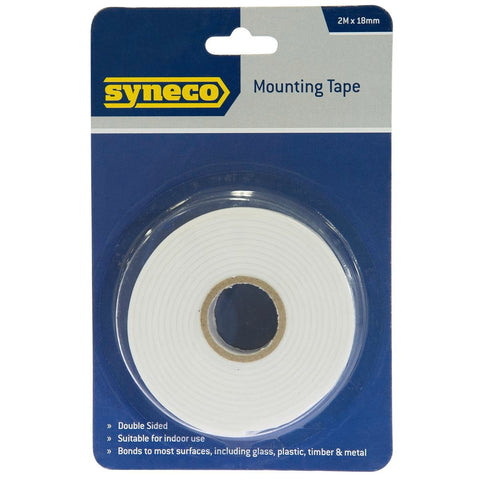 Syneco 2m x 18mm White Foam Mounting Tape Double-Sided