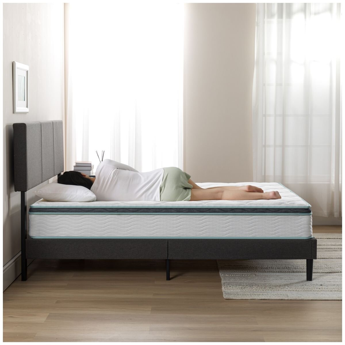 Zinus Queen 25cm Deluxe Bonnell Inner Spring Mattress - Euro Top - CertiPUR-US Foam - AU-MSSAO1ZC-10Q