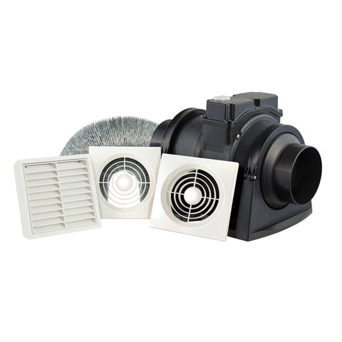 HPM 100mm Inline Exhaust Fan 30W 255m3/h White Plastic Ceiling EFIL100SQWE