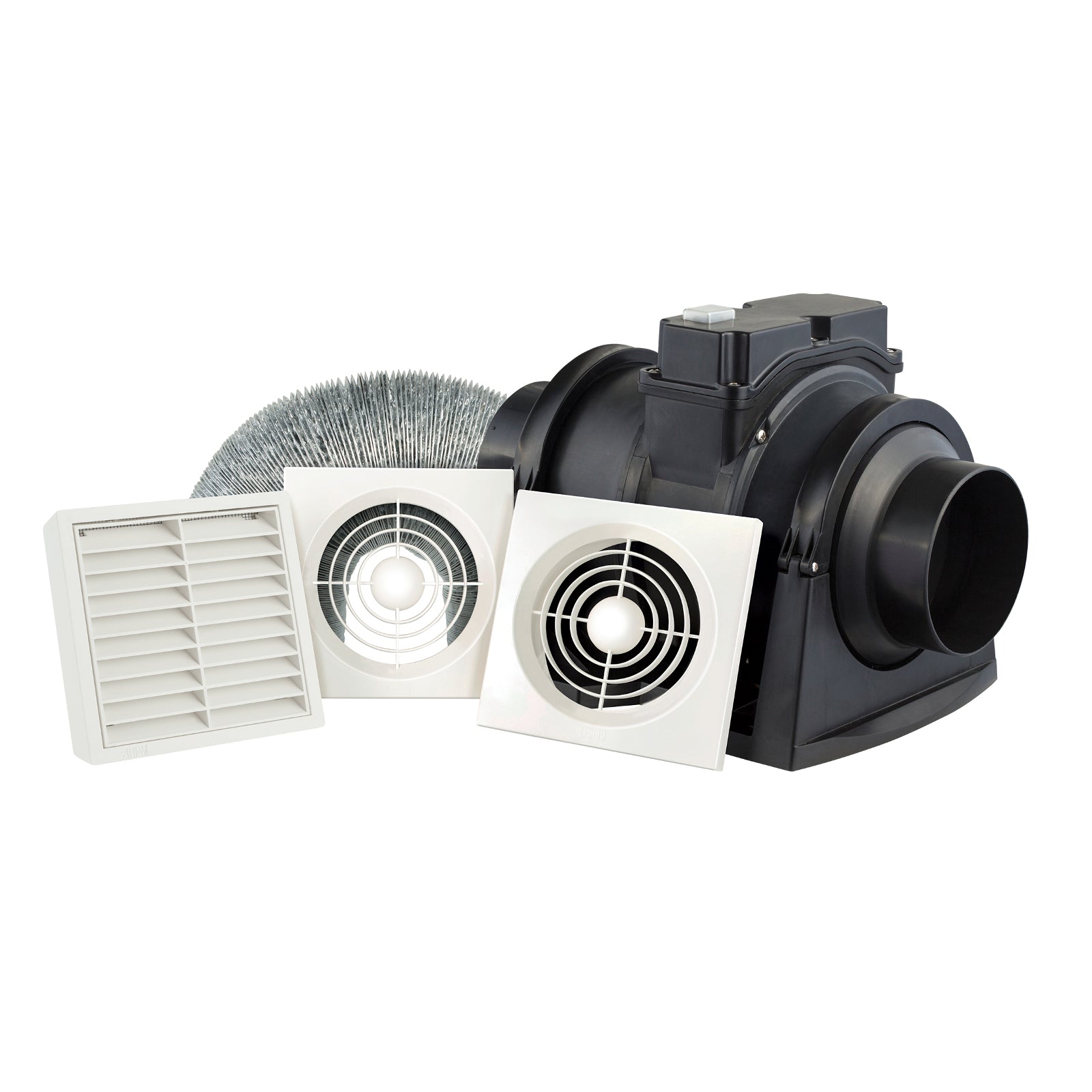 HPM 100mm Inline Exhaust Fan 30W 255m3/h White Plastic Ceiling EFIL100SQWE