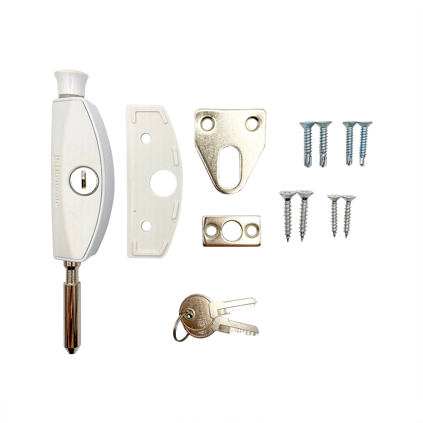 Remsafe White Powder Coated Steel Lockable Patio Bolt Window & Door