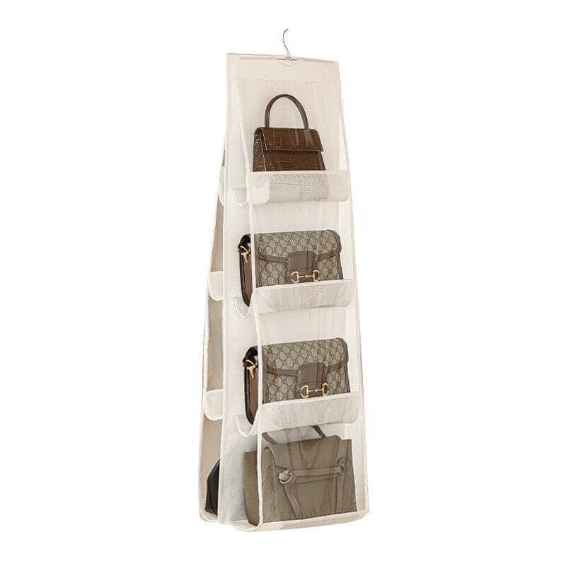 8 Pocket Double-Sided Hanging Handbag Organiser - White