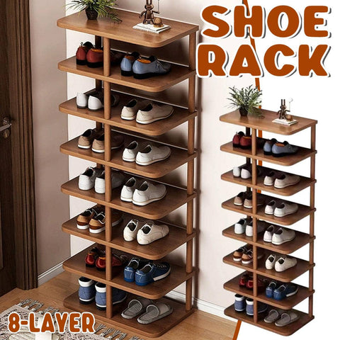 8 Tier Narrow Vertical Shoe Rack Organiser with Stable Base