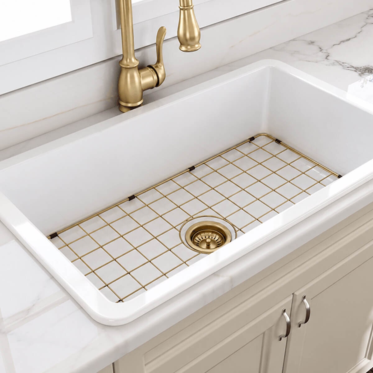 Turner Hastings Cuisine 81 Sink Grid - Stainless Steel, Brushed Brass Finish - CU811SSG-BB