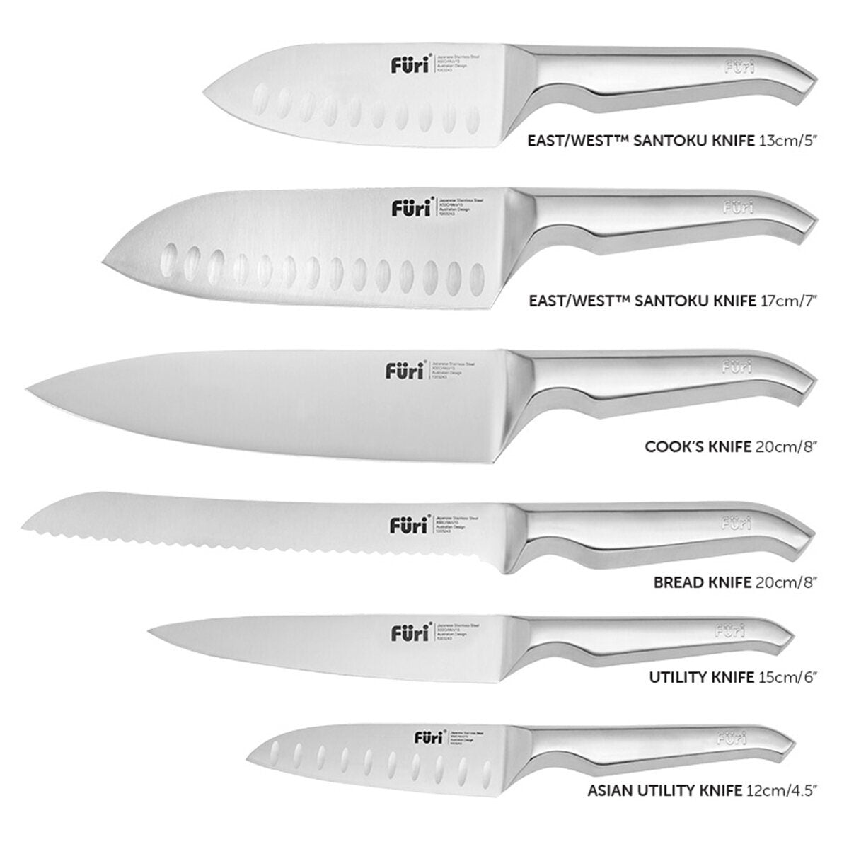 Furi Pro Stone Snow Terrazzo Seven Piece Knife Block Set - 25 Year Warranty, 4.8kg - 41511