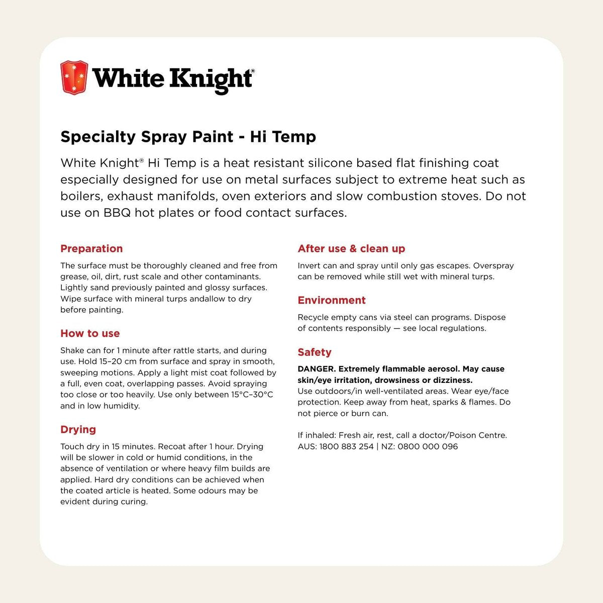 White Knight Hi Temp 300g Metallic Charcoal Heat Resistant Spray Paint