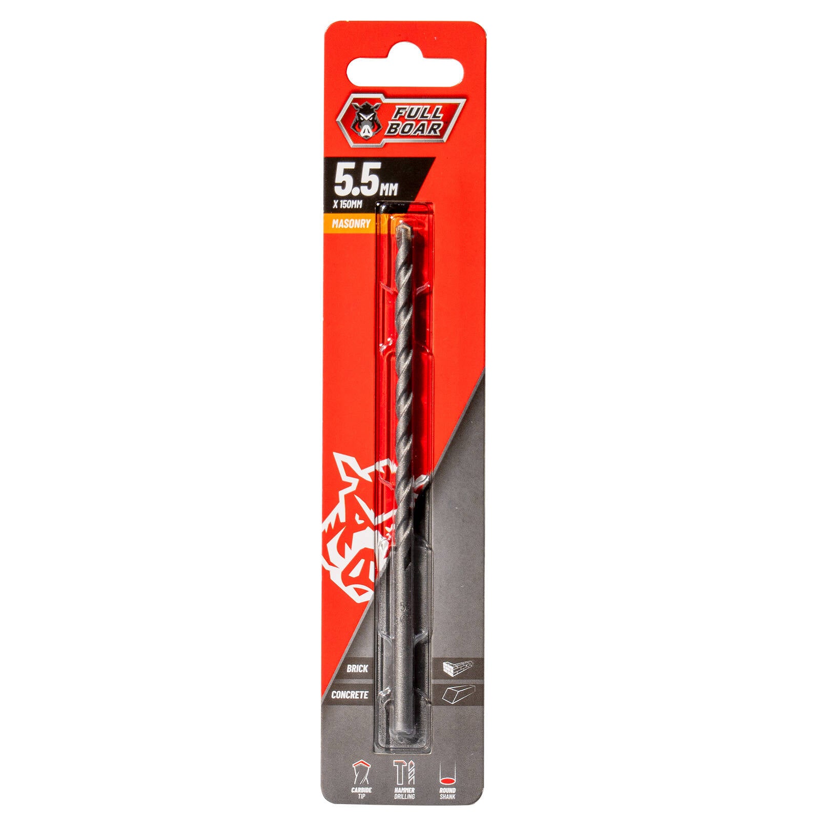 Full Boar 5.5mm x 150mm TCT Masonry Drill Bit, Hammer-Rated for Concrete
