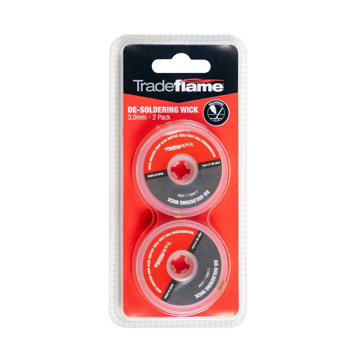 Tradeflame 3.0mm x 1.5m Copper De-Soldering Wick 2 Pack