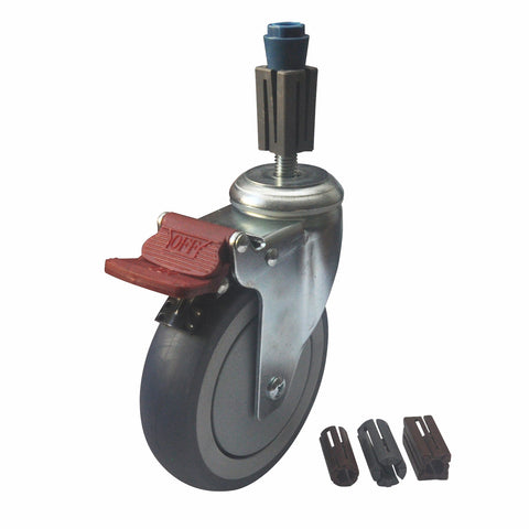 Easyroll 125mm 140kg Grey Rubber Castor Xpan Kit with Brake