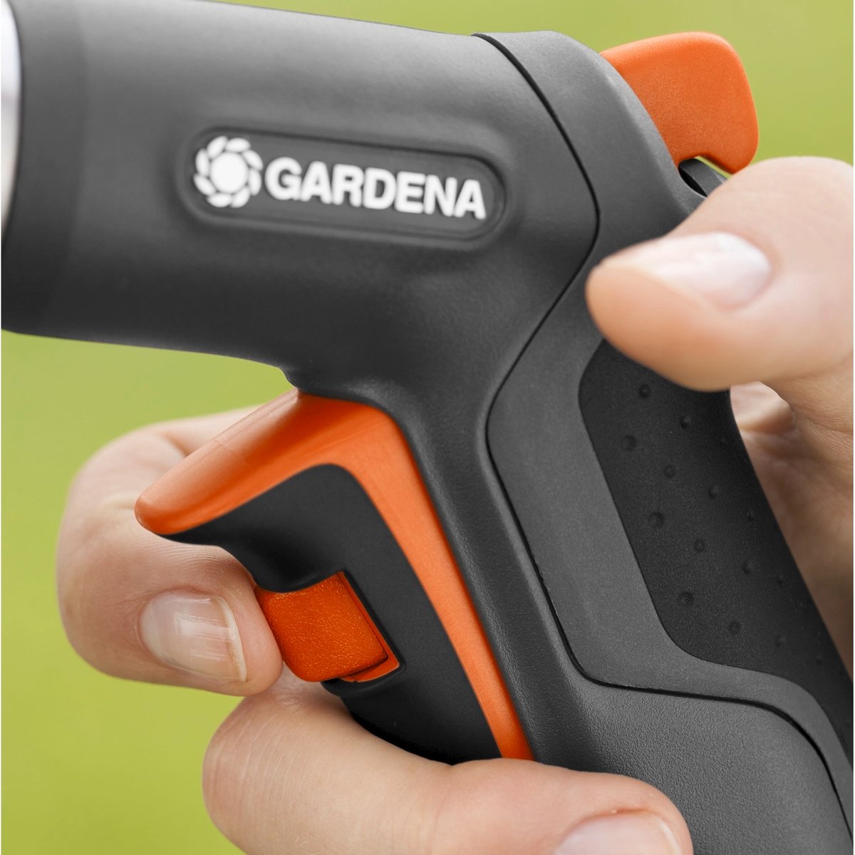 GARDENA 13mm Premium Trigger Gun Nozzle - Metal & Plastic, Adjustable Spray, Trigger Lock, 1200kPa