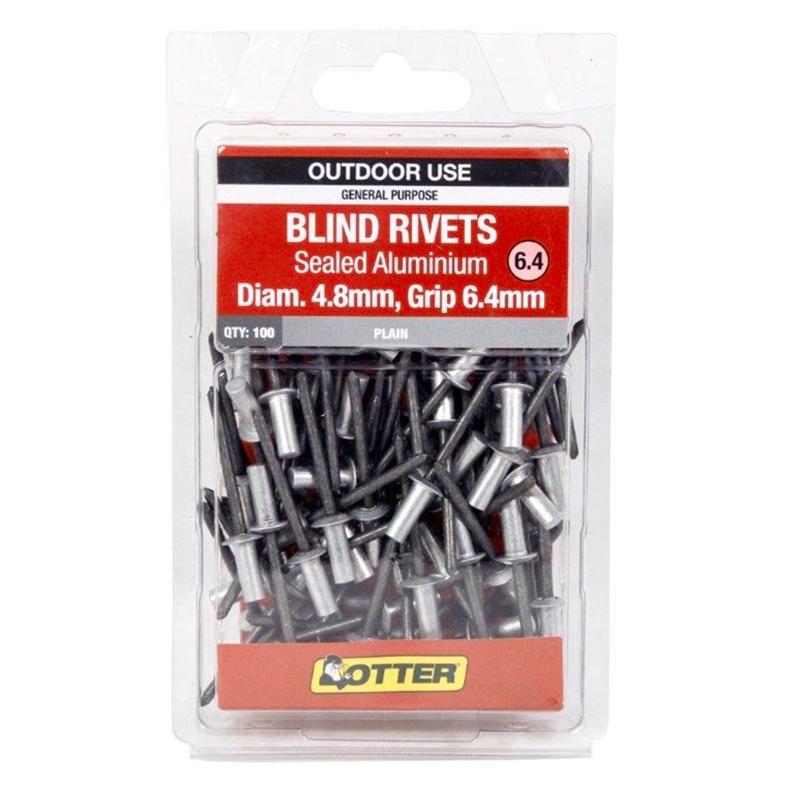 Otter 4.8 x 6.4mm Sealed Aluminium Blind Rivets 100 Pack