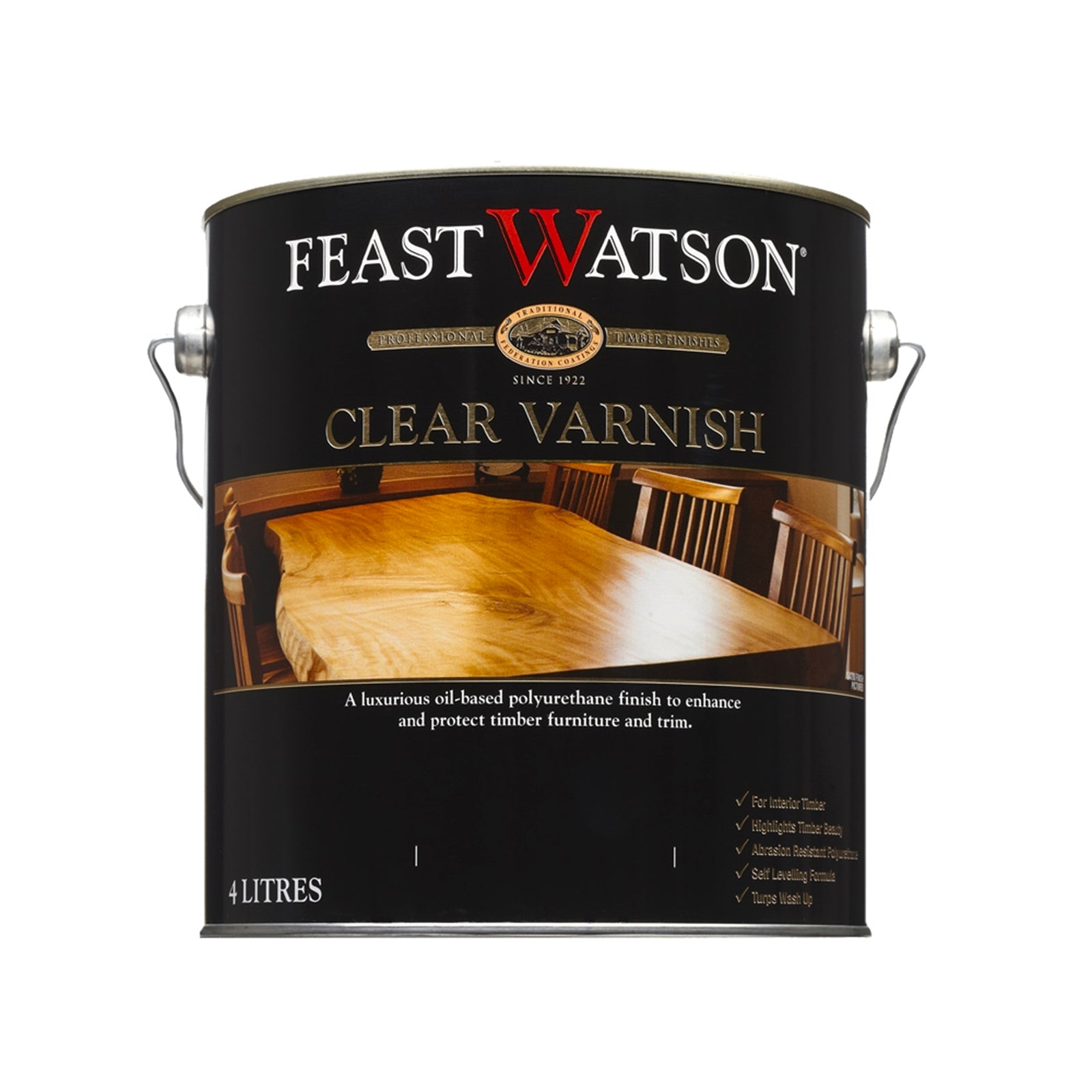 Feast Watson 4L Gloss Clear Oil Based Timber Varnish
