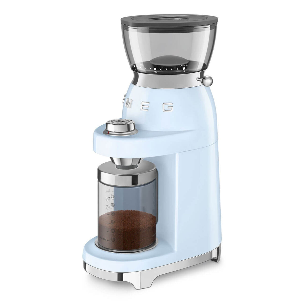 Smeg 50's retro style coffee grinder - pastel blue - 240g hopper - 50 grinding steps - CGF03PBAU