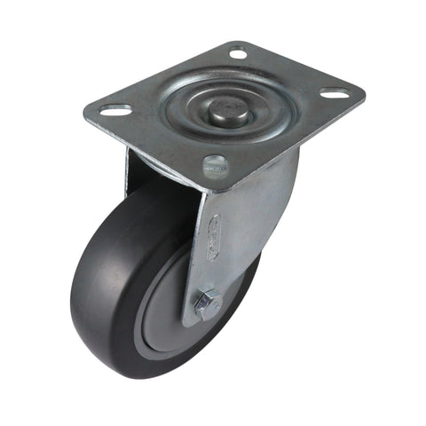 Easyroll 100mm 100kg Grey Rubber Heavy Duty Swivel Castor