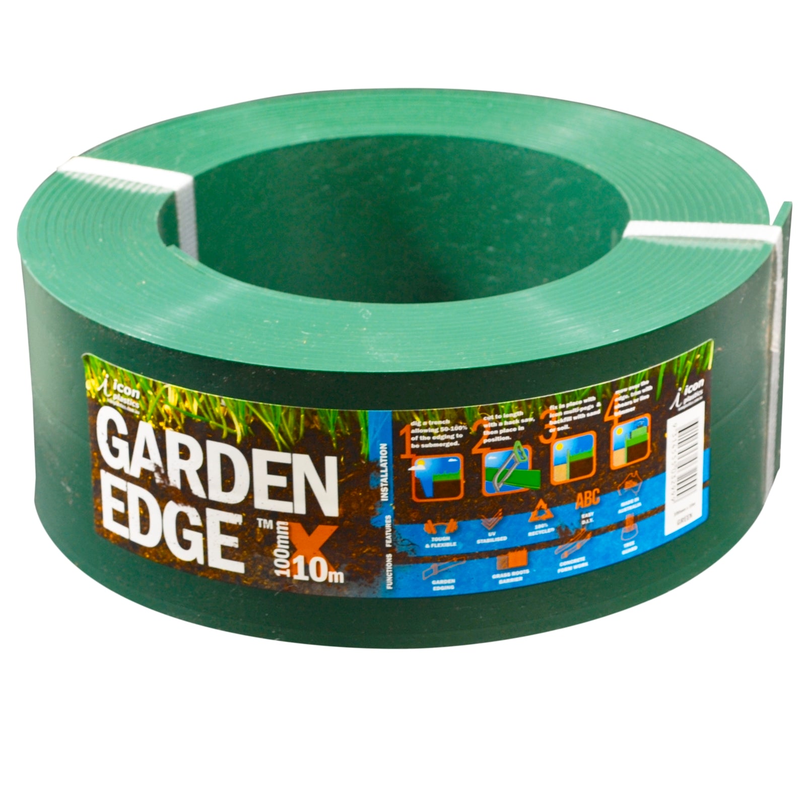 Icon Plastics 100mm x 10m Green Garden Edge