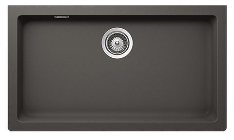 Abey Schock Signus large undermount single bowl sink 790mm - grey stone colour, plug and waste - N-100XLYS