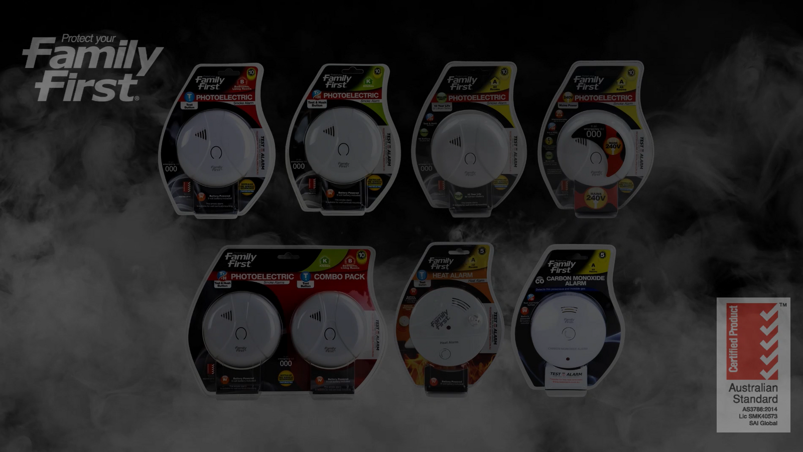Family First 9V Photoelectric Smoke Alarm with Test and Hush Button FFPDCH