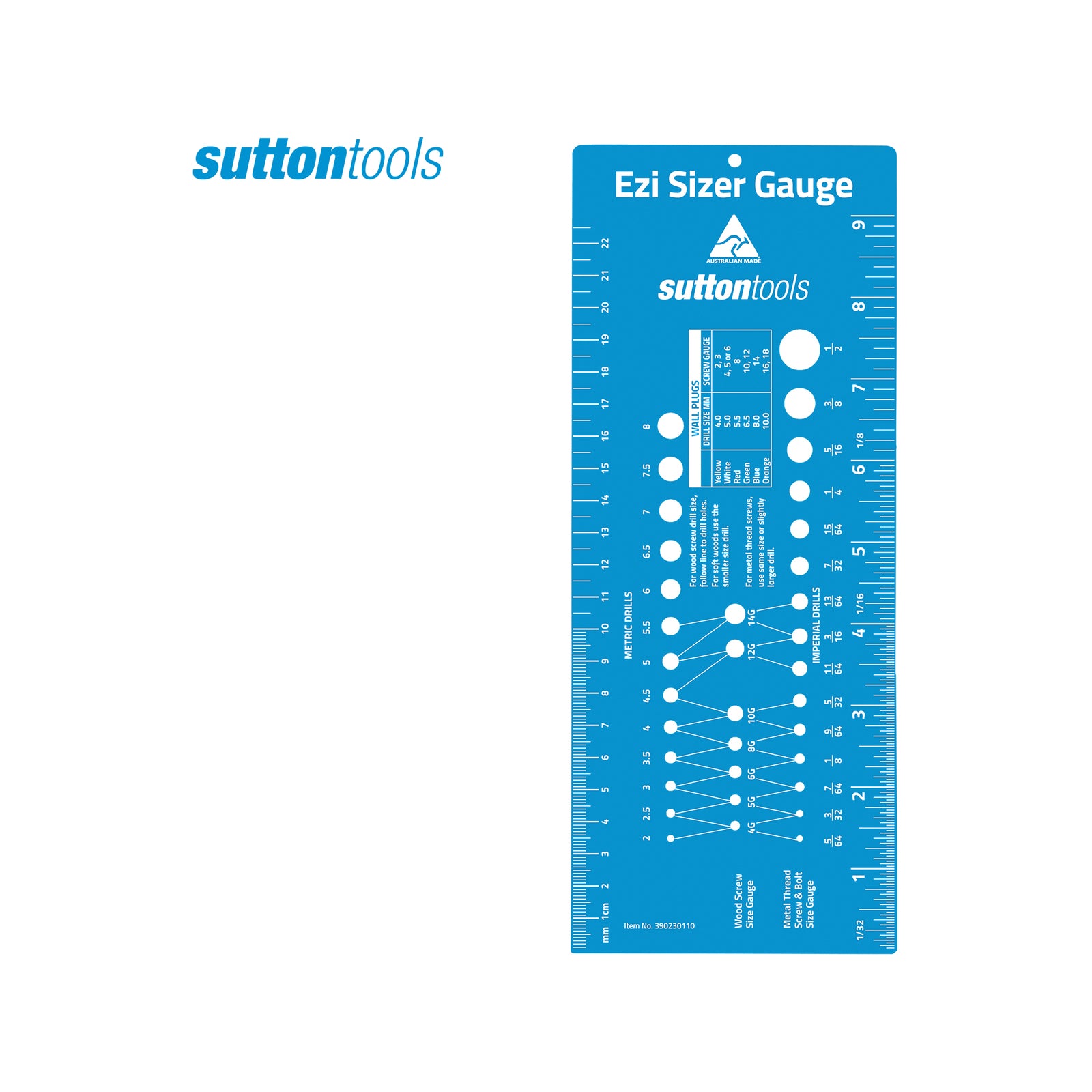 Sutton Tools Ezi Sizer Gauge - Screw, Bolt & Drill Size Measuring Tool