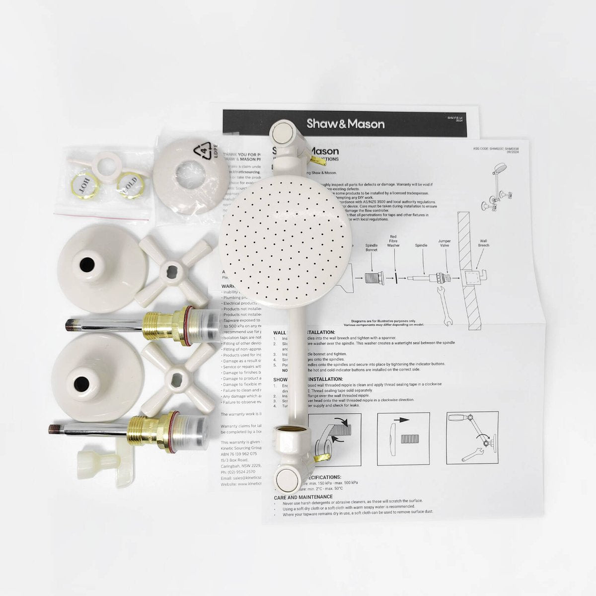 Shaw & Mason Ivory Shower Set - Brass, 7.5L/min WELS 4 Star