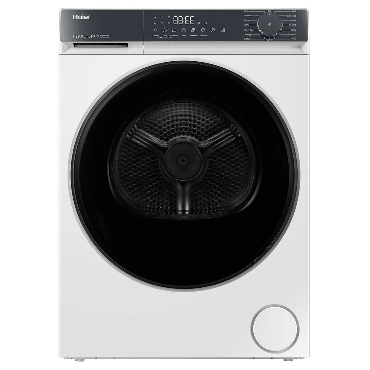 Haier 8kg Heat Pump Dryer - White, 8 Star Energy Rating, Multiple Specialised Programs - HDHPS80KW1