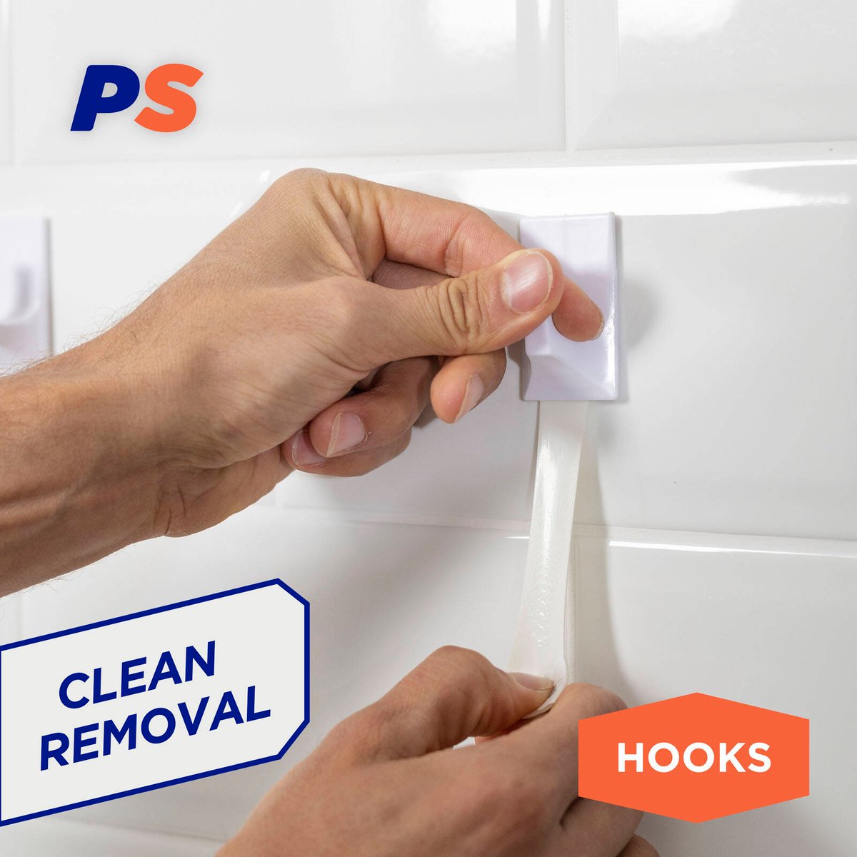 Permastik Medium Self-Adhesive Utility Hooks 6 Pack - White, Holds 1kg
