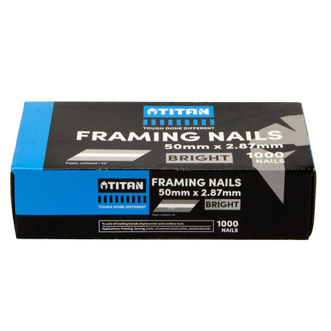 Titan Collated Framing Nails - 50 x 2.87mm - Box of 1000 - Bright Steel - SuperSaverAU - view 1
