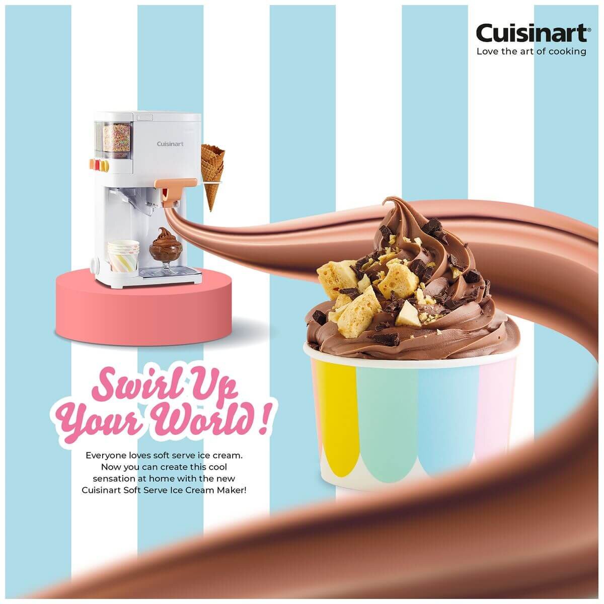 Cuisinart The Soft Serve Ice Cream Maker - 1.5L Freezer Bowl - Three Topping Dispensers - White - ICE-48XA