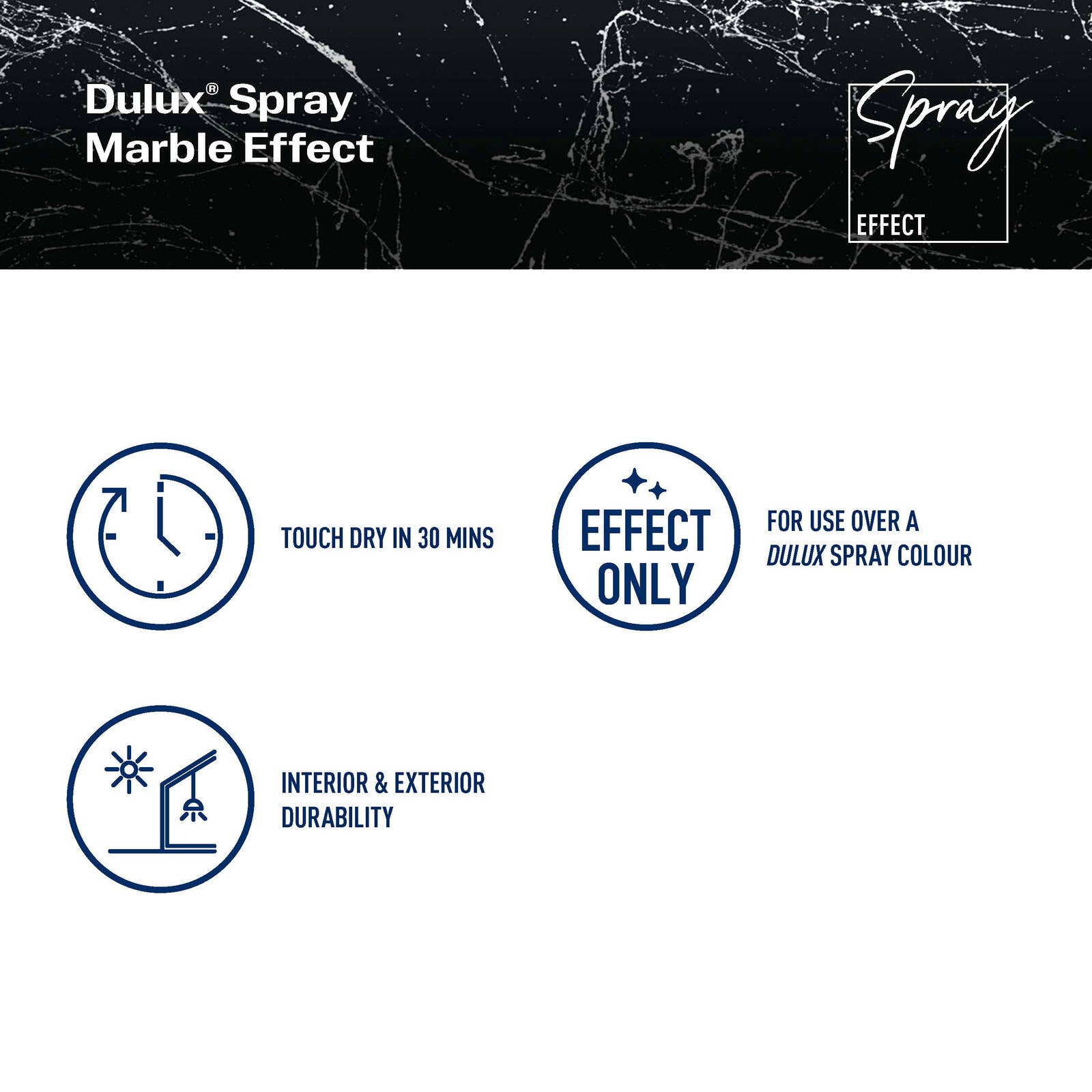 Dulux 300g Marble White Effects Spray Paint, Decorative Marble Finish for Metal, Wood & Plastic