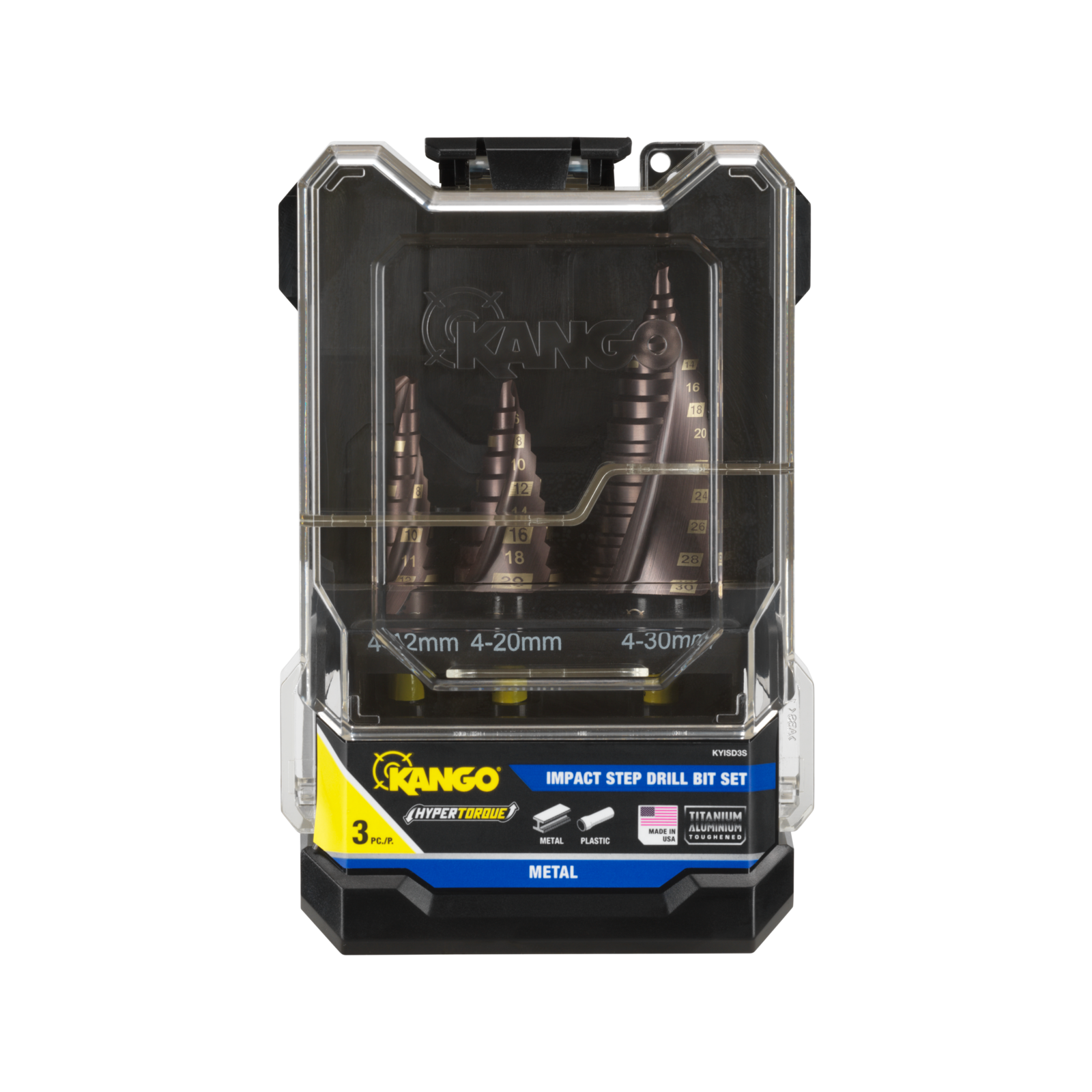 Kango Hypertorque 3 Piece Step Drill Bit Set (4-12mm, 4-20mm, 4-30mm)
