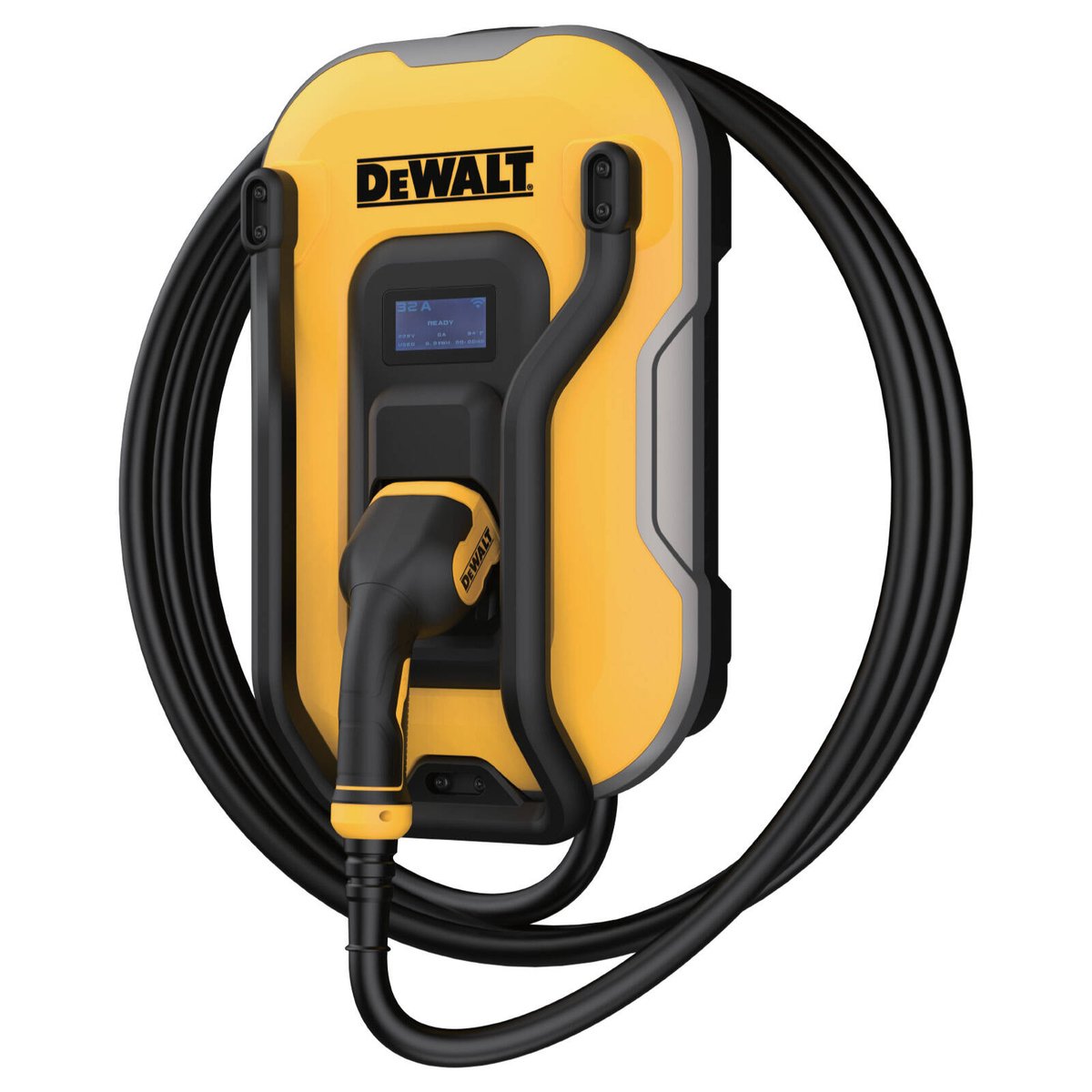DeWALT Smart 7/22kW 32A Single or Three Phase Type 2 EV Charger IP65 with 5m Cable EV200D-32W-22C