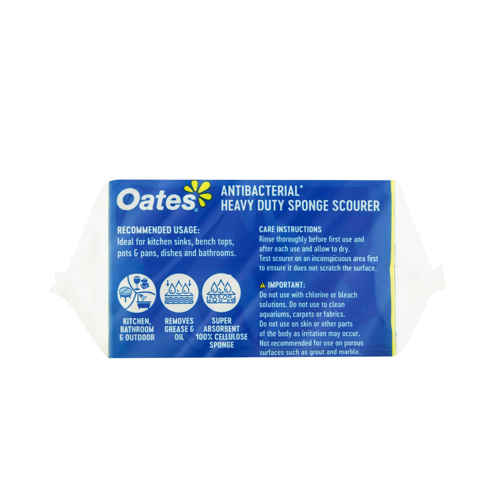 Oates Antibacterial Heavy Duty Sponge Scourers - 6 Pack, Indoor & Outdoor