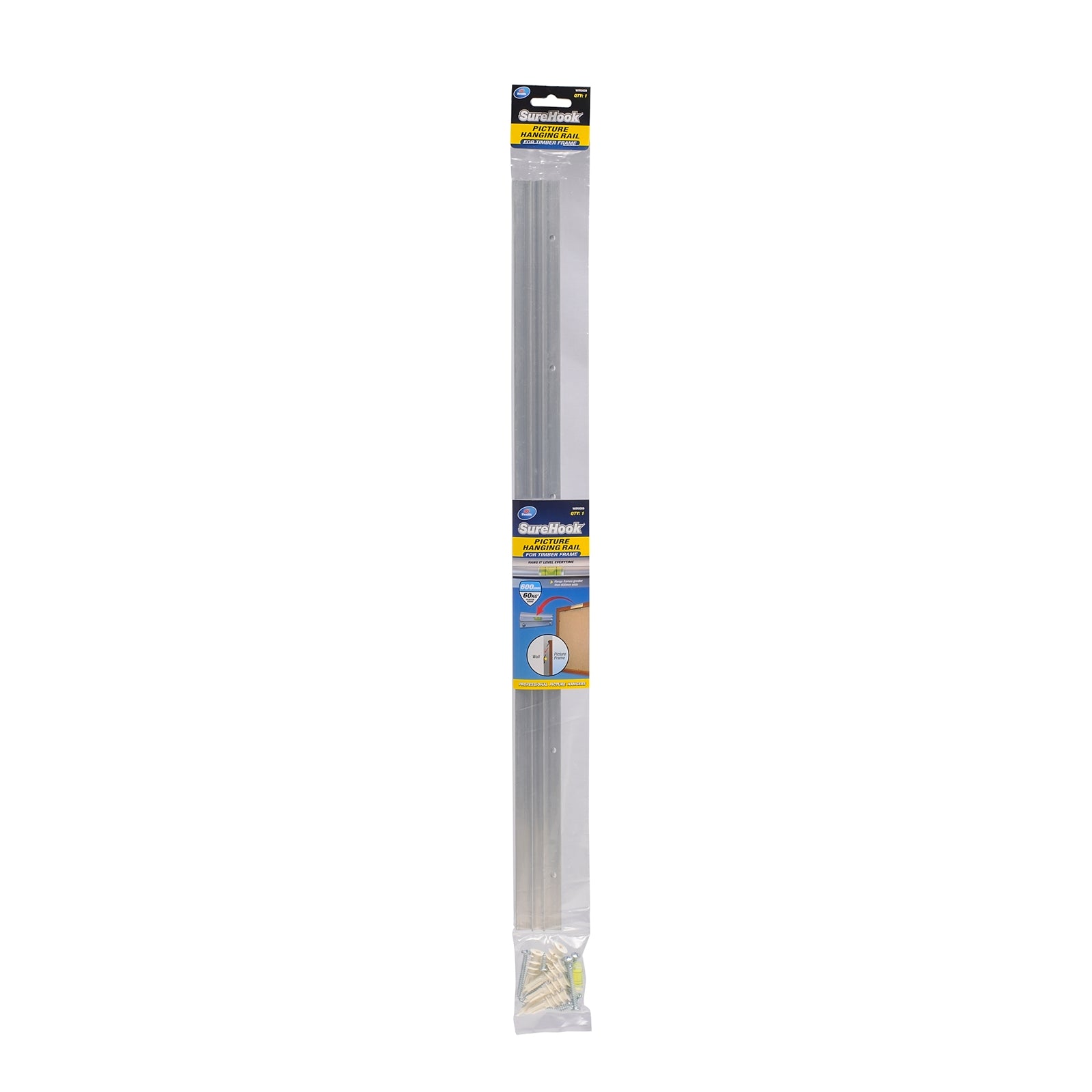Zenith SureHook 600mm Aluminium Picture Hanging Rail for Timber Frame - Removable Level