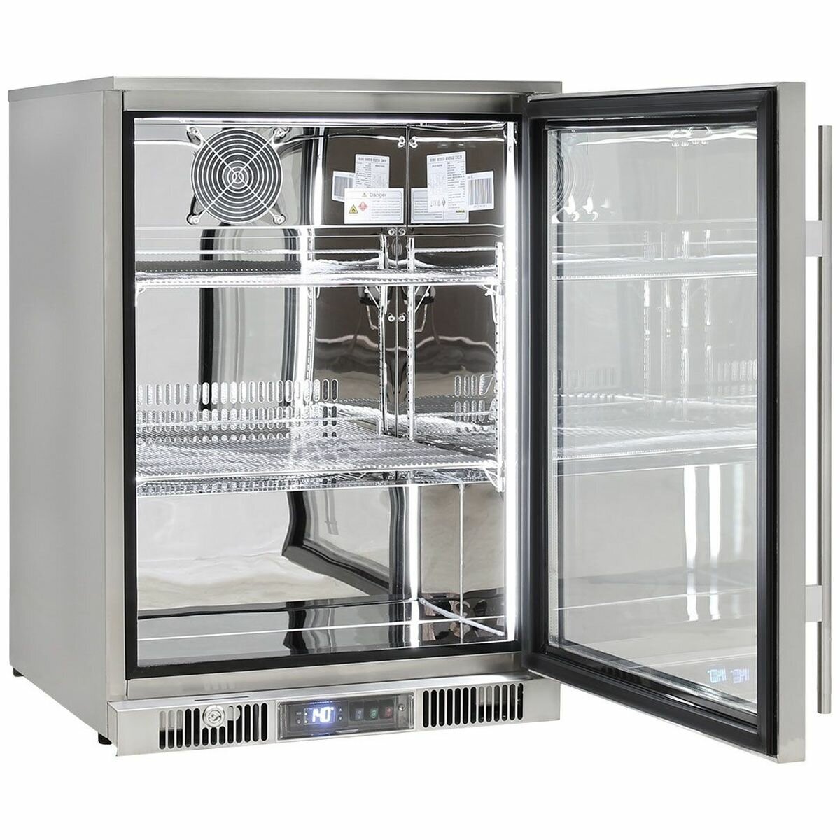 Rhino 148L ENVY Alfresco Bar Fridge - Stainless Steel, Glass Door, IP24, Lockable Doors - ENV1R-SS