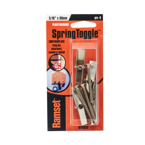 Ramset 3/16" x 50mm Countersunk Spring Toggle - 4 Pack, Gold Passivated Steel
