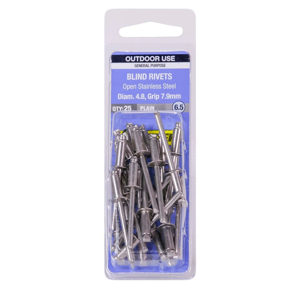 Otter 4.8 x 7.9mm Open Stainless Steel Blind Rivets 25 Pack