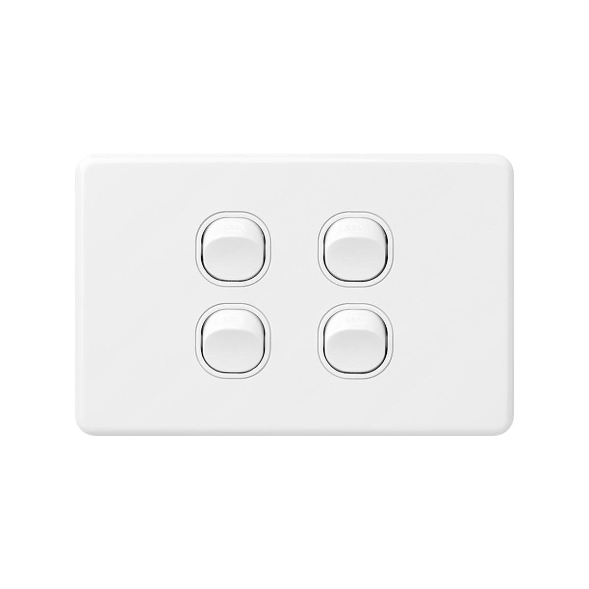 DETA X6 Quad Switch 4 Gang White Polycarbonate 10A 240V