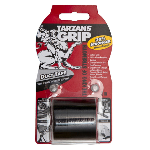 Tarzan's Grip 5m Super Strong Duct Tape, Black Rubber-Based, UV & Moisture Resistant