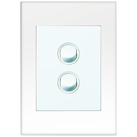HPM VIVO 2 Gang Wall Switch, White, 10A 240V 2 Way (EV770/2WE)
