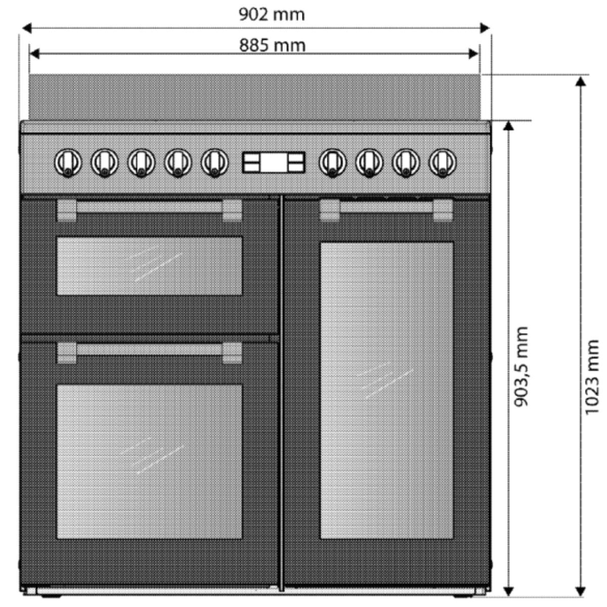 Beko 90cm Induction Freestanding Oven - Triple Cavity, Five Induction Zones, Black - BRC916IMB